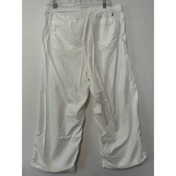 Nautica Women's White Wide Leg Baggy Cropped Drawstring Casual Pants Size XXL - Picture 6 of 9